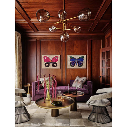 Smoked Glass Brass Linear Chandelier