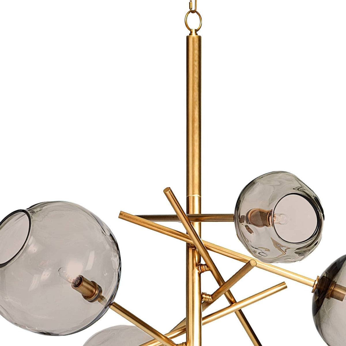 Smoked Glass Brass Linear Chandelier