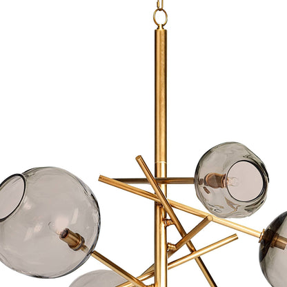 Smoked Glass Brass Linear Chandelier