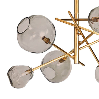 Smoked Glass Brass Linear Chandelier