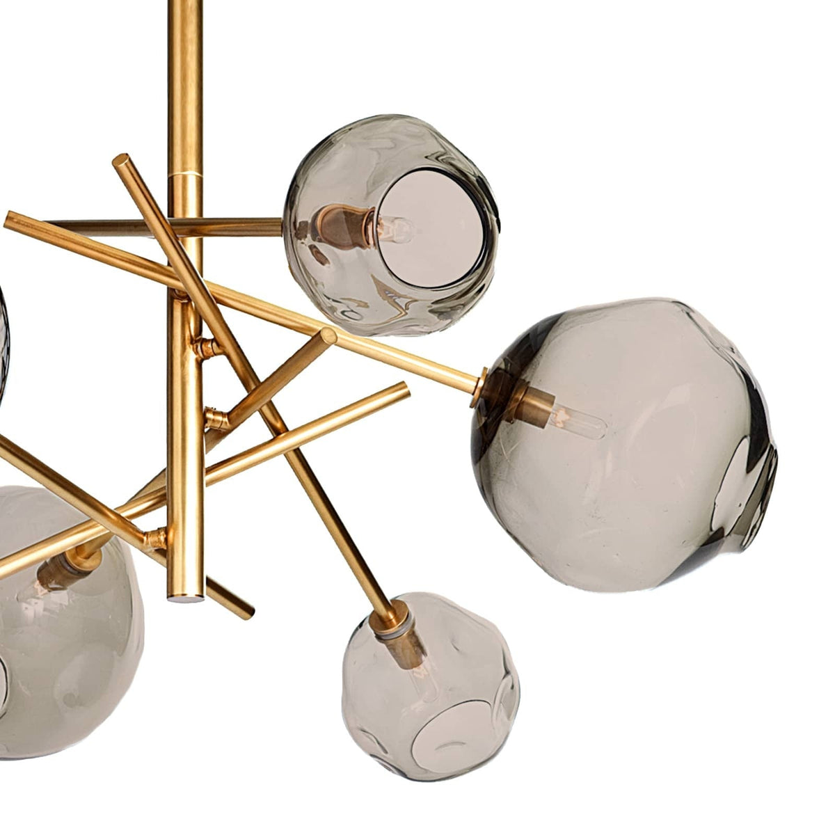 Smoked Glass Brass Linear Chandelier
