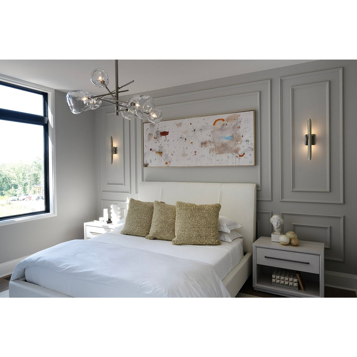 Smoked Glass Brass Linear Chandelier