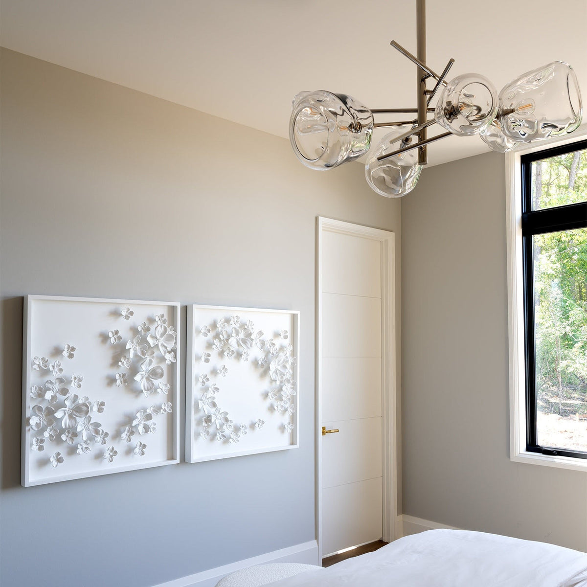 Smoked Glass Brass Linear Chandelier