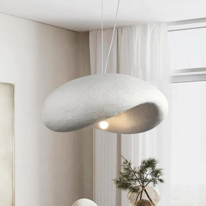 White Carved Wabi-Sabi LED Chandelier / Small size  40CM in diameter / White