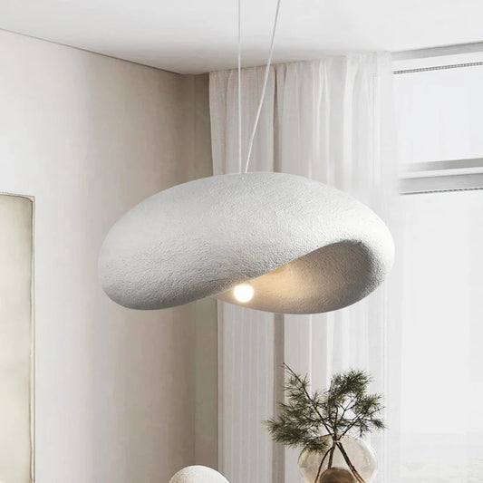 White Carved Wabi-Sabi LED Chandelier / Small size  40CM in diameter / White