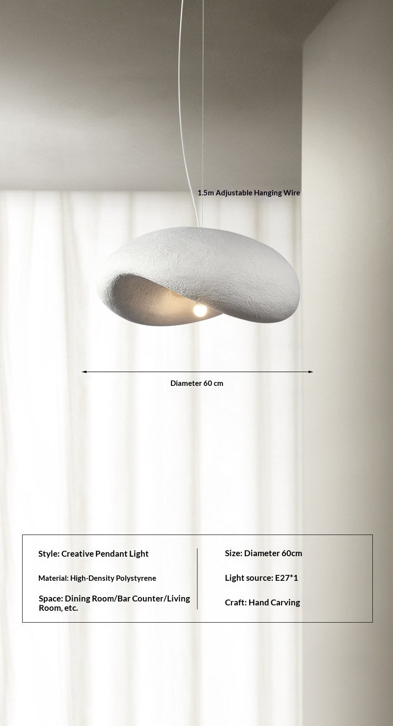 White Carved Wabi-Sabi LED Chandelier / Medium  Diameter 60CM / White