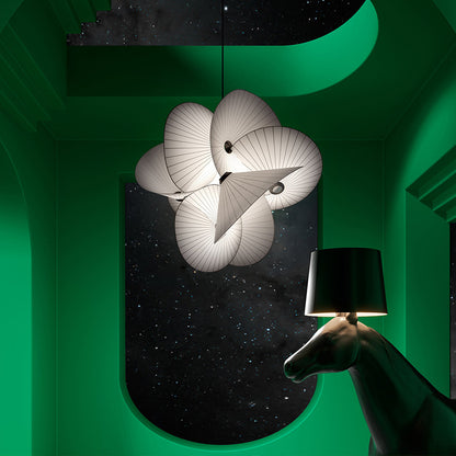 White Twisted Fabric Pendant Light / Three Color Light / White